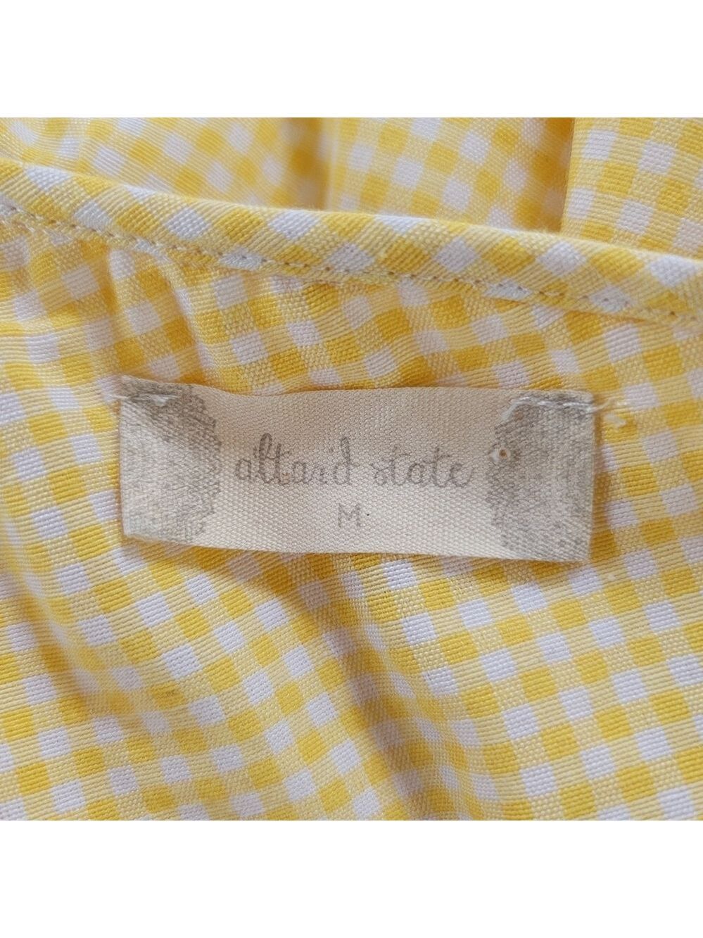 Altar'd State Yellow Gingham One Shoulder Dress Size Medium EUC - Picture 6 of 10